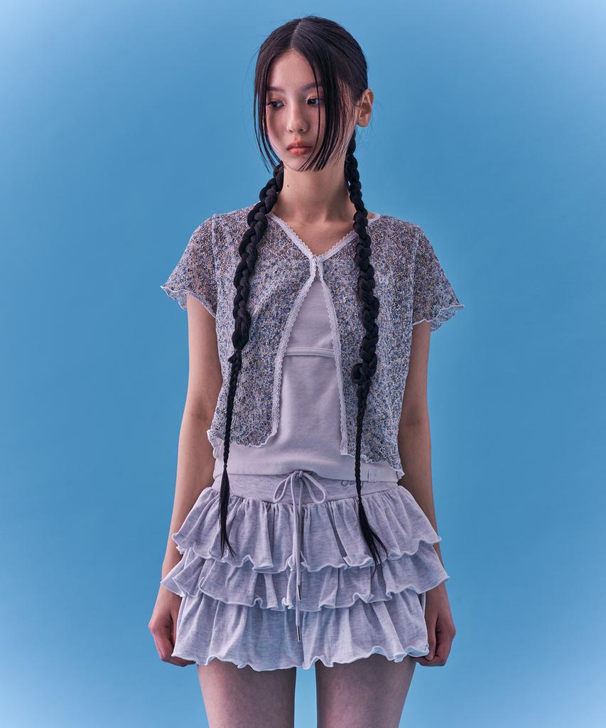 FANCY CLUB [Nf] Puff Sweat Tiered Mini Skirt_(Melange)_F24Qd874