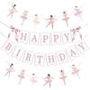 JENSENLIN Ballet Birthday Party Decorations Set,Pink Happy Birthday Banner with Ballerina Garland, Aesthetic Beauty Dance Theme Photo Props, 4