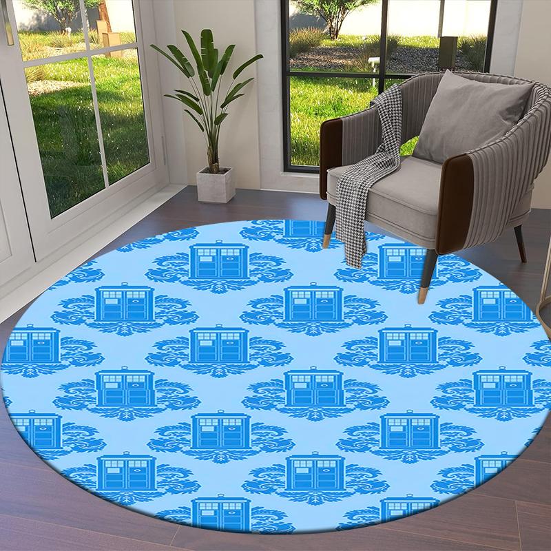 Doctor Who Round Area Rug,Carpet Rug for Living Room Bedroom Sofa Playroom Decor,Non-slip Floor Mat