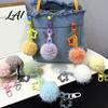 Multi Purpose Hanging Accessory Plush Ball Keychain Fluffy Pompom Pendant with Hollow Star Backpack Decorative Accessories Purse Bag Accessories,