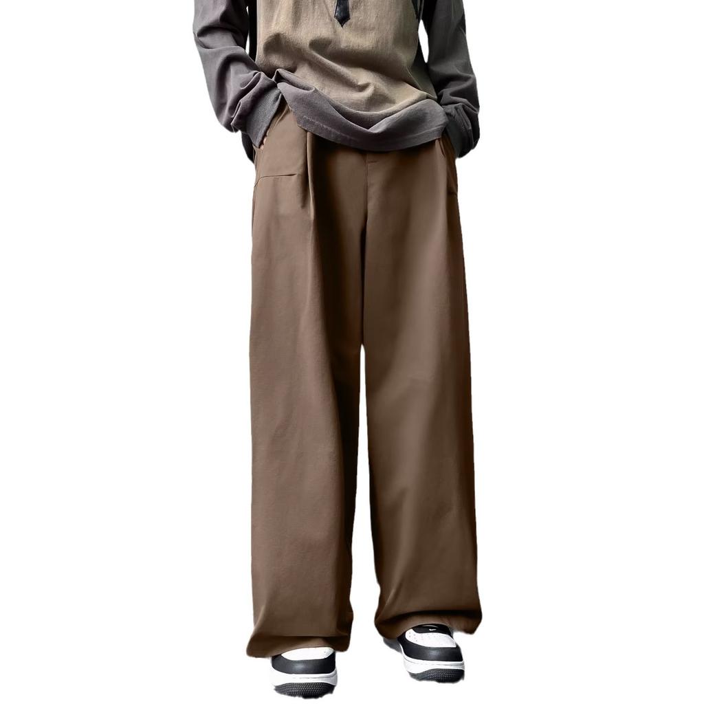 Pendant Salt Pants Ins High Street Trendy Brand Brown Casual Pants Loose Straight Wide-leg Pants Men's