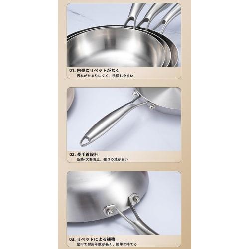 Shaneer Stainless Steel Flat-Bottom Nonstick Frying Pan [20-32cm] Made with Food-Grade Safe Materials, Free of Harmful Substances, Multi-Layer Constru