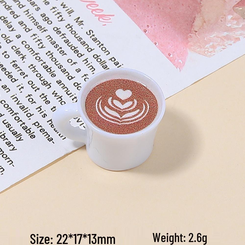 Handmade Heart-Shaped Latte Art Coffee Cup Toy, DIY Ornament, Cream Glue Accessories, Resin Parts