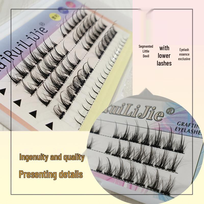 Comic Little Devil Self-Grafting False Eyelashes - Segmented Barbie Style for Women