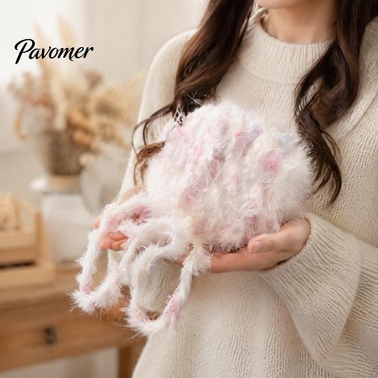 Hilo de Ganchillo Suave 33M Hilo Mezcla de Piel Sintética, Hilo Mohair Peludo para Tejer Principiantes, Suéter Bufanda Sombrero DIY Tejiendo Colorido Manualidad Suave