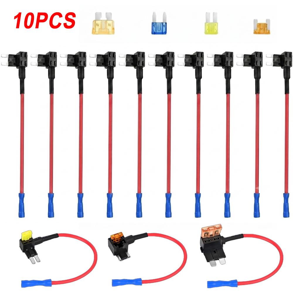 10Pcs Add-a-Circuit Adapter Micro Mini Standard ATM Blade Fuse 12V Car Fuse Holder for Cars Vans MINI SMALL MEDIUM Size
