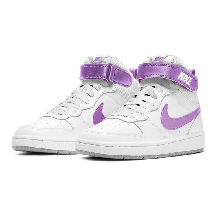 (GS) Nike Court Borough Mid 2 'White Purple' Kids' CD7782-103