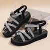 Fashion 2025 fashion Women's trend anti-slip wear comfortable matching color sole pure black shoelace flat sandals