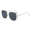 European Style Square Frame Metal Sunglasses with Hollow-Out Design and UV Protection