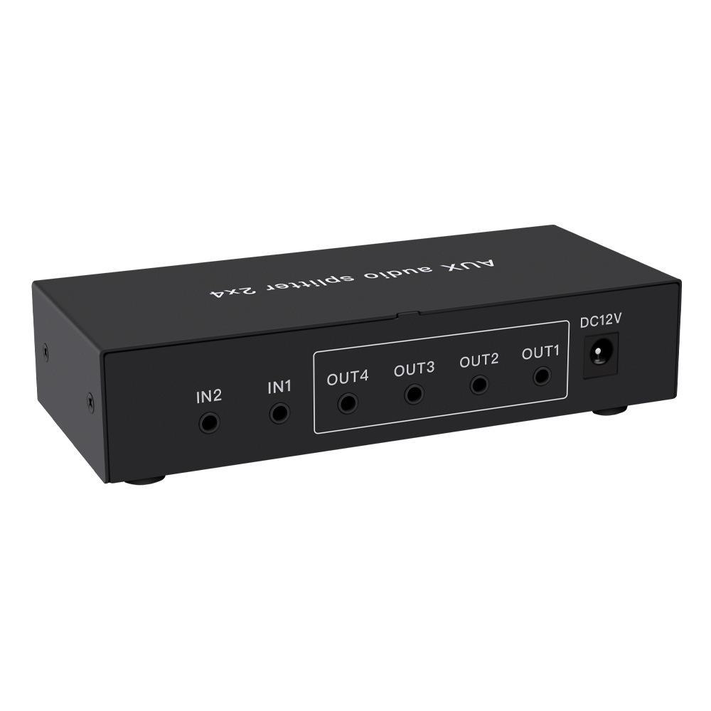 2-In 4-Out High Fidelity 3.5mm AUX Stereo Audio Distributor with Volume Control
