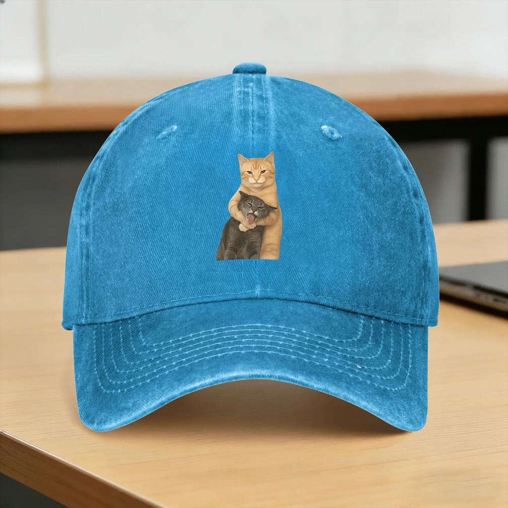 Funny Hug Cats Casual Baseball Cap  Hunting Camping Trucker Hat Summer Breathable Unisex Unisex DIY Print Baseball Caps