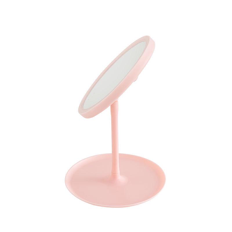 Tabletop LED Makeup Mirror with Smart Adjustable Tri-Color Lighting and One-Touch Charging