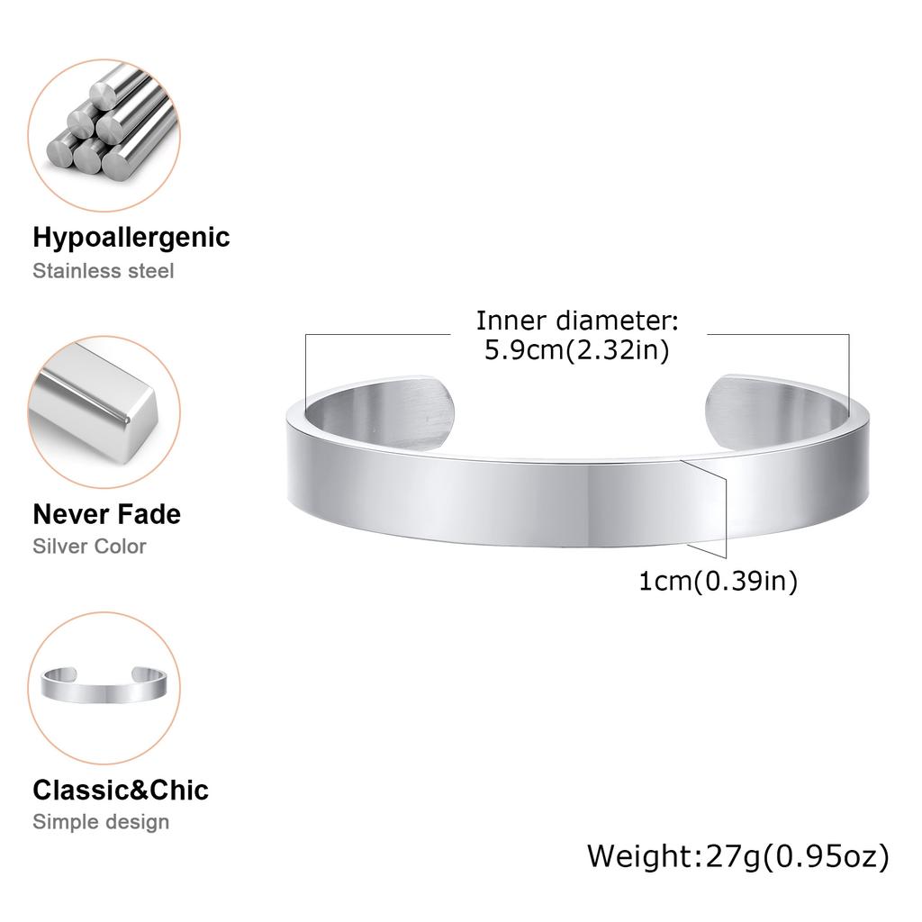 Classic Openning Bangles Bracelet for Women Men,Stainless Steel Cuff Bracelet,High Polished Bangles Gift
