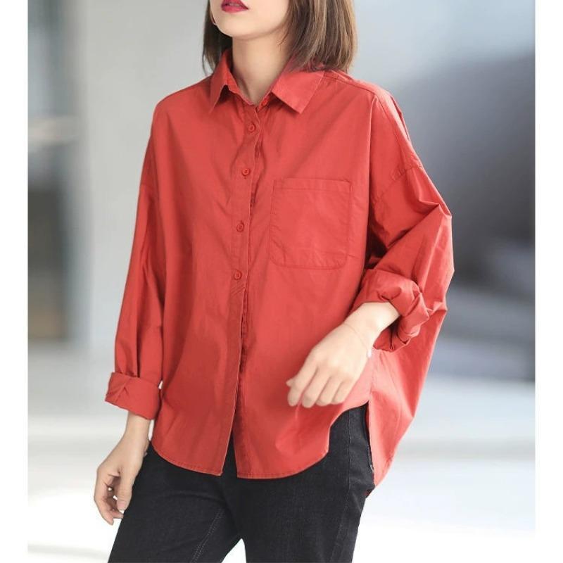 Women's Long-sleeved Shirt Loose Solid Color Women's Comfortable Korean Long Top