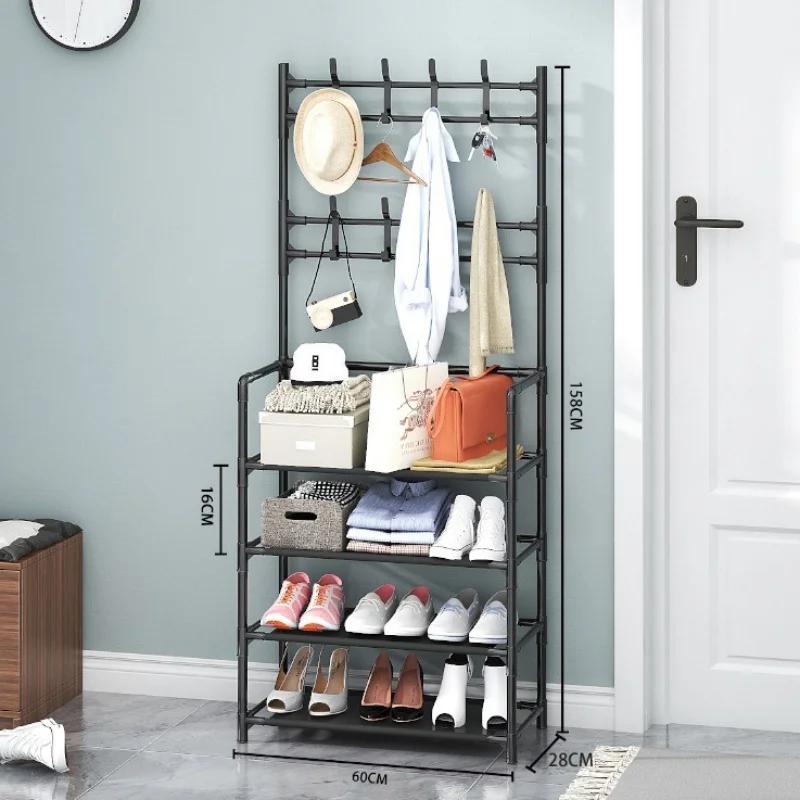 

Многоуровневая полка для обуви, встроенная вешалка для пальто и шляп, прочный несущий шкаф для обуви, отделение для хранения сумок, вешалка для обуви, органайзер для гардероба