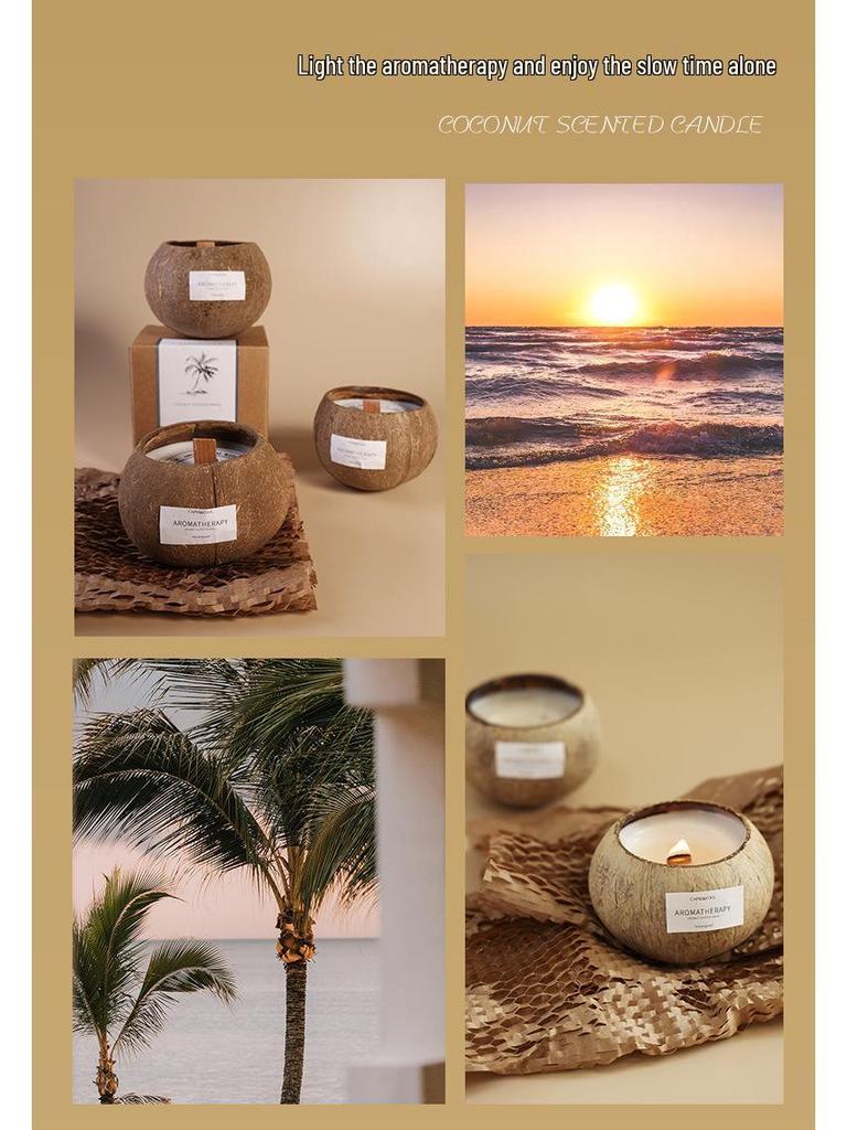 Coconut Shell Scented Candle Gift Box - Creative Bedroom Fragrance Souvenir