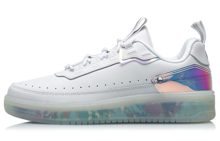 Li Ning CF Split Cow Leather, TPU Coverage Thermal Slip Resistant Low top Sports Casual Shoes Men's White Silver AGCP289-15