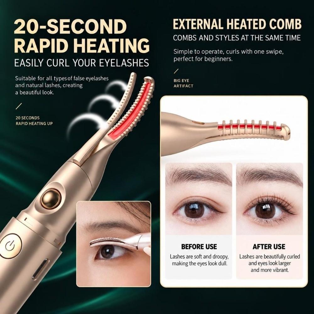 Heated Eyebrow Shaver 2 In 1 Automatic Eyebrow Trimmer Portable Electric Eyelash Curler for Women