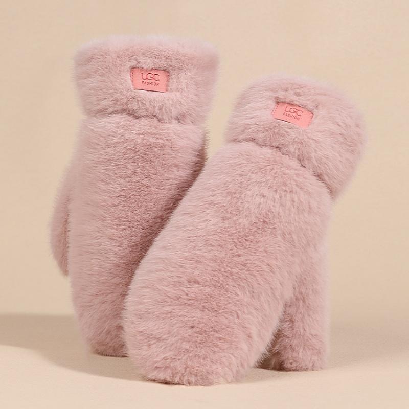 Winter New Thickened Plush Warm Gloves Fashionable Simple Solid Color Thermal Cold Weather Handwear