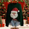 Women's Fashion Christmas Print Pullover Long-Sleeve  Neck Knit Sweater Top