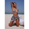 Women's Striped Split Bikini Set New Fashionable Three Piece Sexy Swimsuit Ensemble Female Summer Beach Wear Bathing Suit