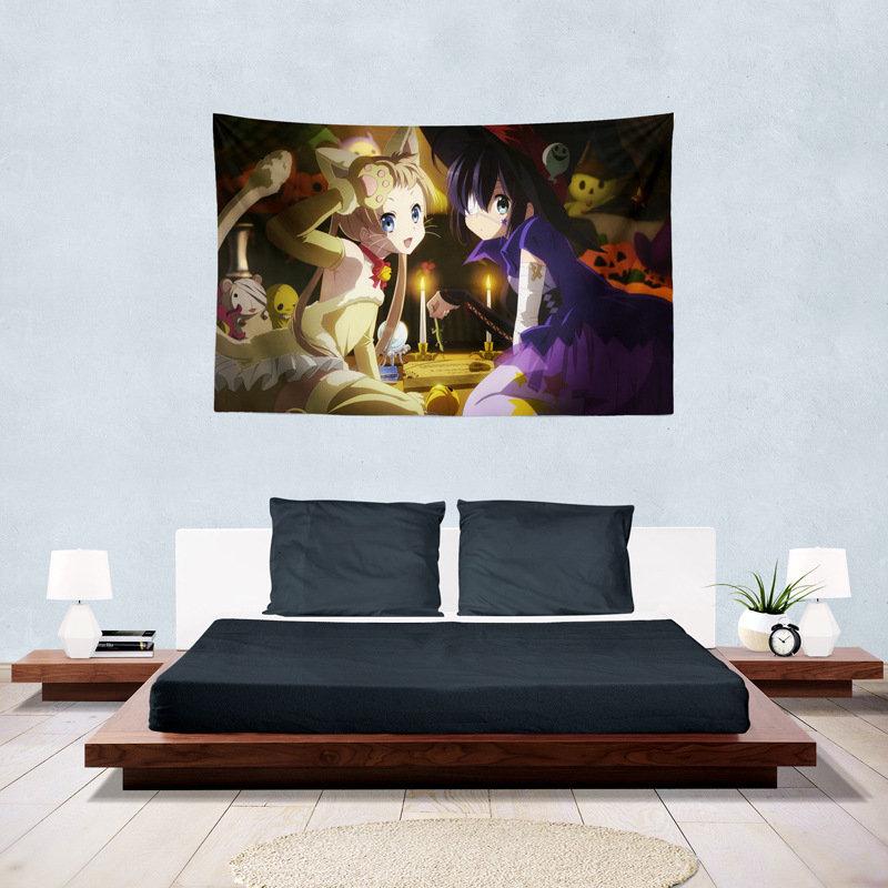 Halloween Kids Costume Tapestry Wall Hanging Jack O Lantern Full Moon Bat Spooky Night Aesthetic Wall Art Bedroom Decor
