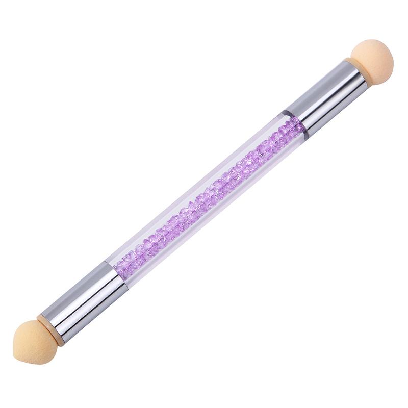 Double-Head Sponges Gradient Painting Pen 1Pcs Handle Painting Dotting Brush Clear Rhinestone Handle Nail Art Dotting Pen
