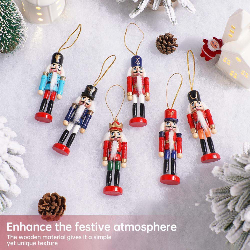 Nutcracker Doll 12cm Walnut Soldier Puppet Set Suitable for Christmas Desktop Decoration Cartoon Walnuts Soldiers Band Dolls