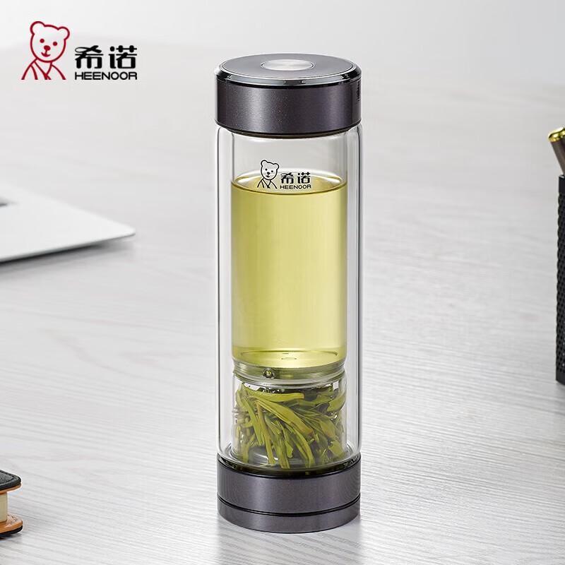 HEENOOR Double-Layer Magnetic Tea Infuser Glass Bottle