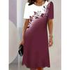 Women's Bohemian Floral 3D Print A-Line Dress with Short Sleeves Vibrant Multicolor Flower Pattern Female Clothing Casual Dress