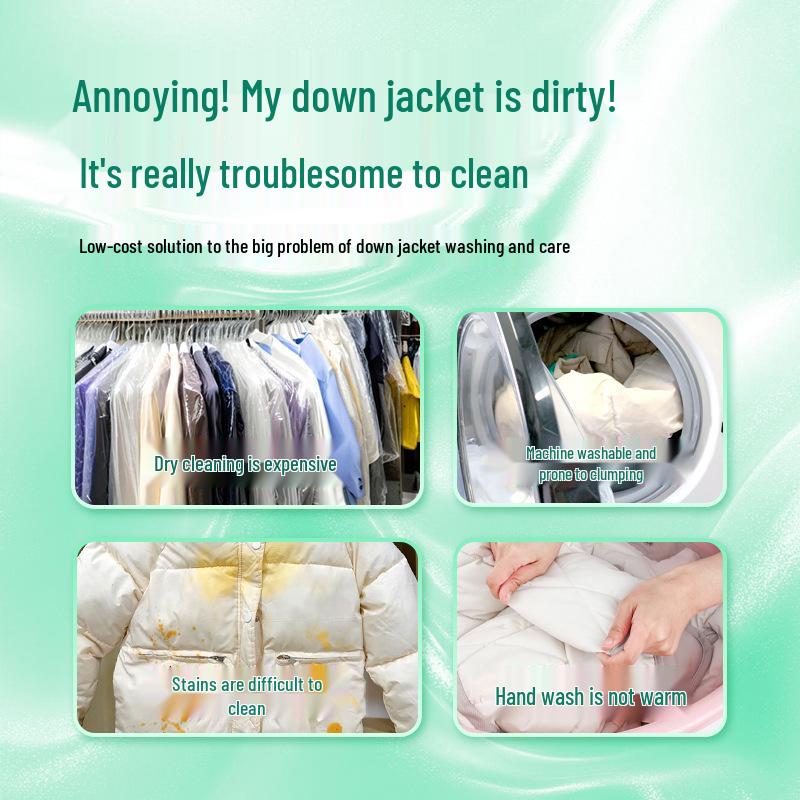 Waterless Down Jacket Cleaning Foam - Removes Stubborn Oil Stains with Convenient Brush