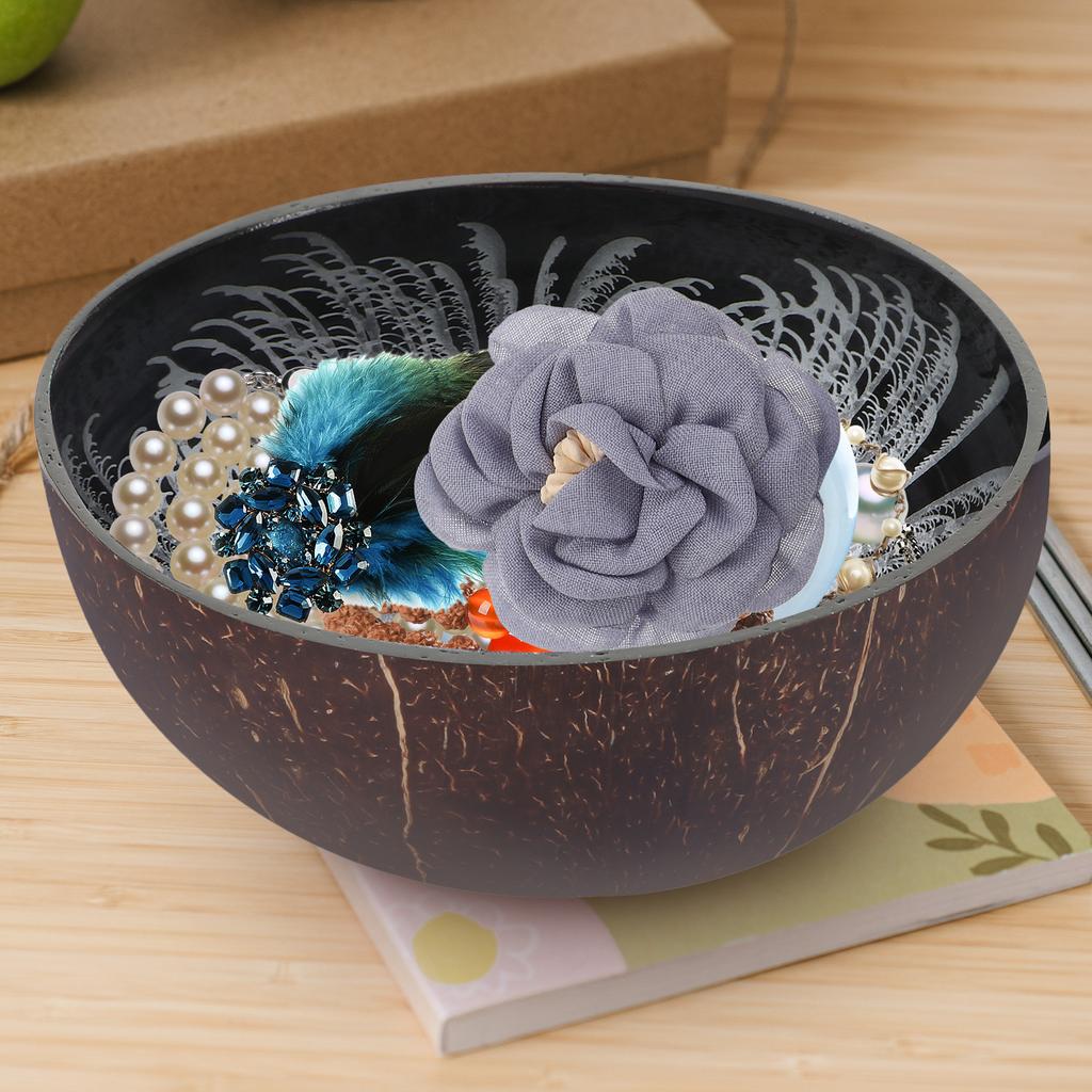 Natural Coconut Shell Bowl Pattern 5 Unique Creative Candy Container Nuts Holder for Home Office Use Coconut Shell Bowl