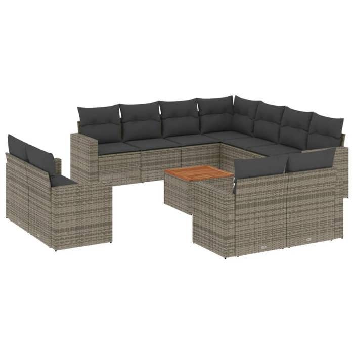 VidaXL Garden Lounge Set with Cushions 12 Pcs, Patio Sofas, Patio Furniture Set, Outdoor Furniture, Grey 3256718
