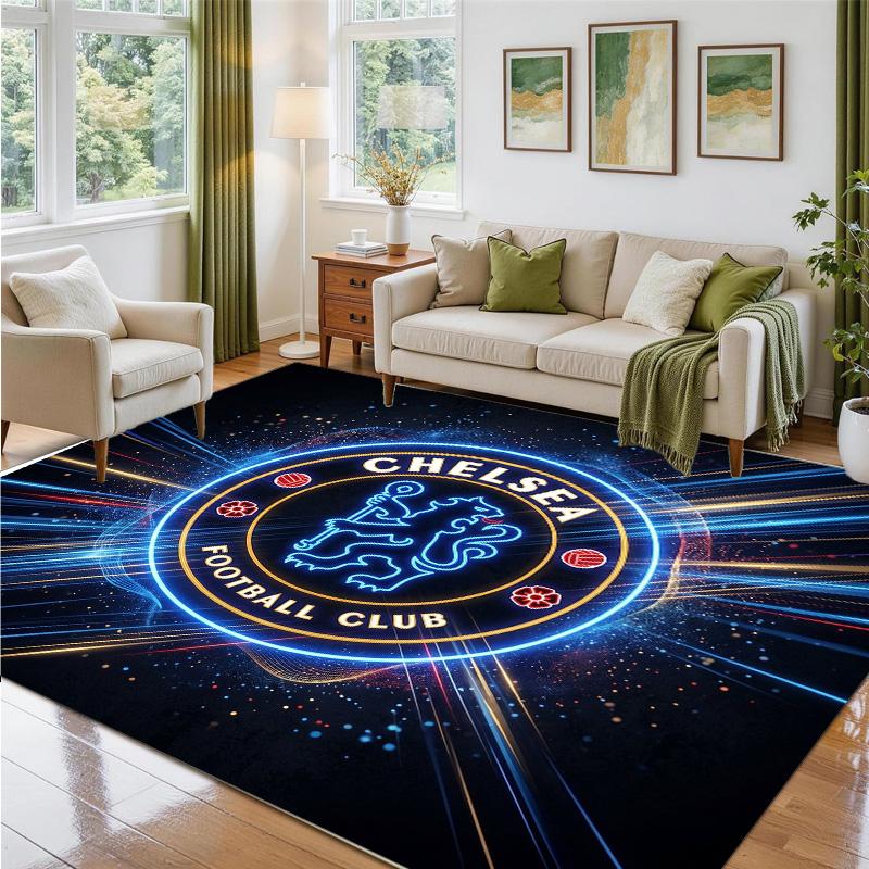 Chelsea FC Design Crystal Velvet Rug Soft Decorative Mat for Bedroom Entrance