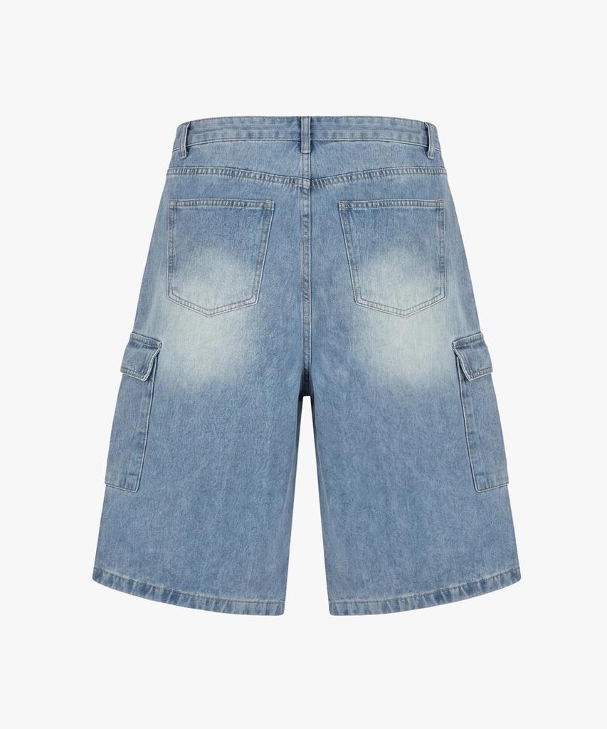 Santokalle Vintage Washed Big Pocket Bermuda Pants (Medium Blue)