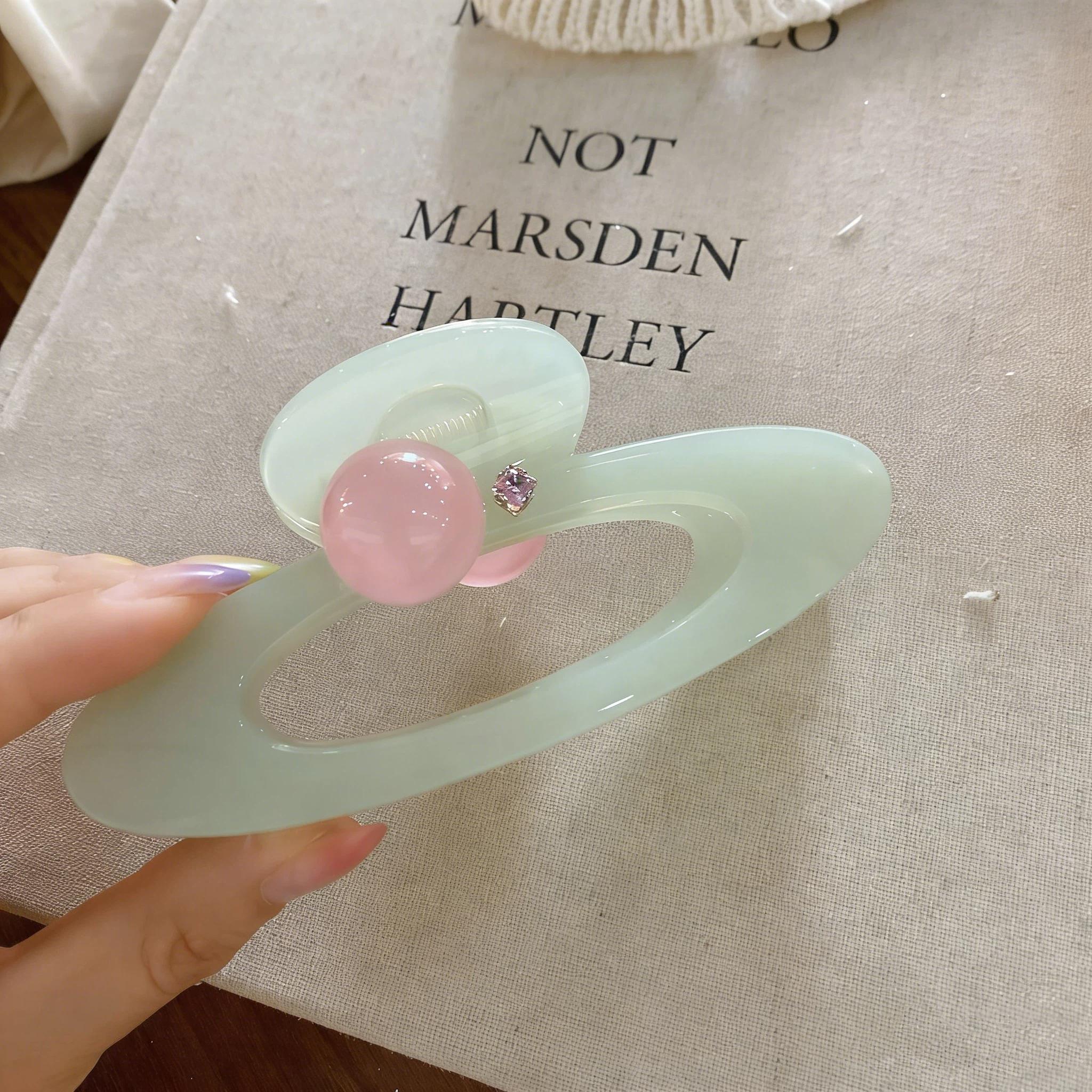 

1/2 шт. Креативные заколки для волос в форме планеты Универсальные овальные полые зажимы-коготки для волос с розовой круглой бусиной Милые аксессуары для волос A1