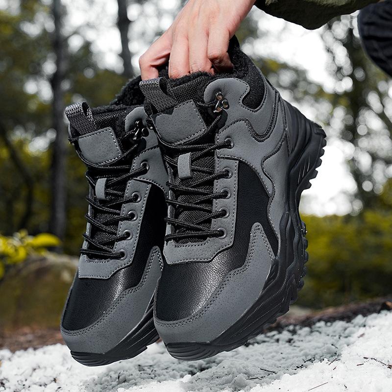 Men's Shoes Winter Outdoor Sports High-top Shoes Thickened Non-slip Warm Northeast Snow Hiking Mountaineering Velvet Snow Boots