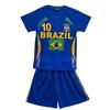 Kids' Brazil-inspired Football Set - Blue Jersey + Shorts - - Blue