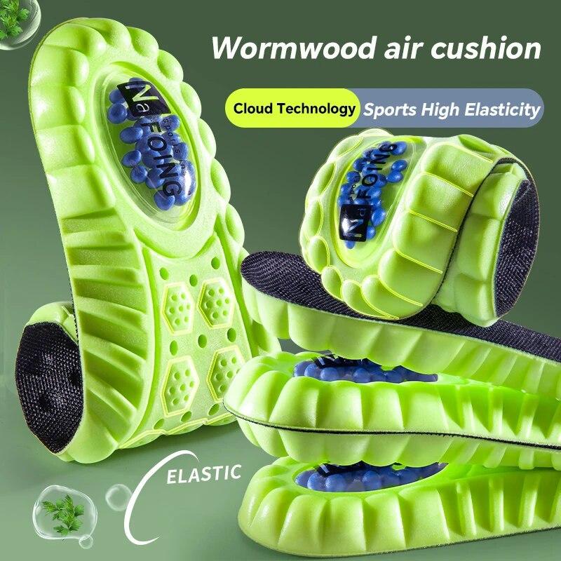 1Pair 4D Cloud Sport Insoles for Shoes PU Air Cushion Sole Soft Shock Absorption Deodorant Breathable Running Orthopedic Insoles