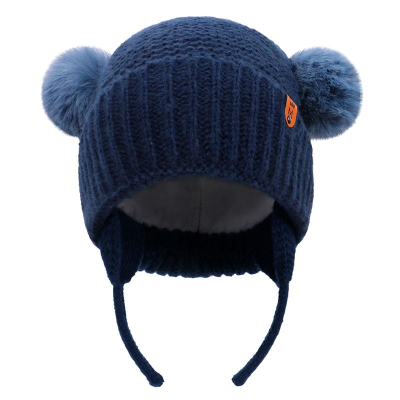 Winter Baby Hat Windproof Toddler Bonnet Cute Pompom Knitted Hats Newborn Beanies Cap Outdoor Warm Infant Accessories 0-2 Years