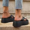 Fashion Chunky Platform Rivet Punk Shoes Woman Summer 2025 Black Pu Leather Wedges Sandals Women Non Slip Thick Sole Sandalias Mujer