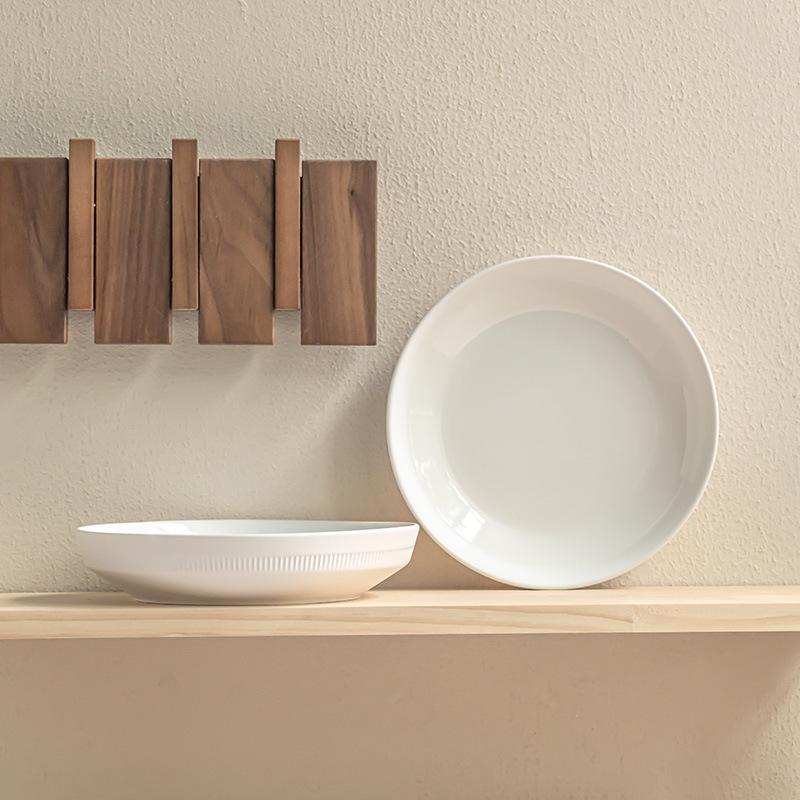 Simple Solid Color Ceramic Large Bowl Practical Dish Bowl Round Household Tableware Restaurant Fruit Salad Bowl Noodle Bowl