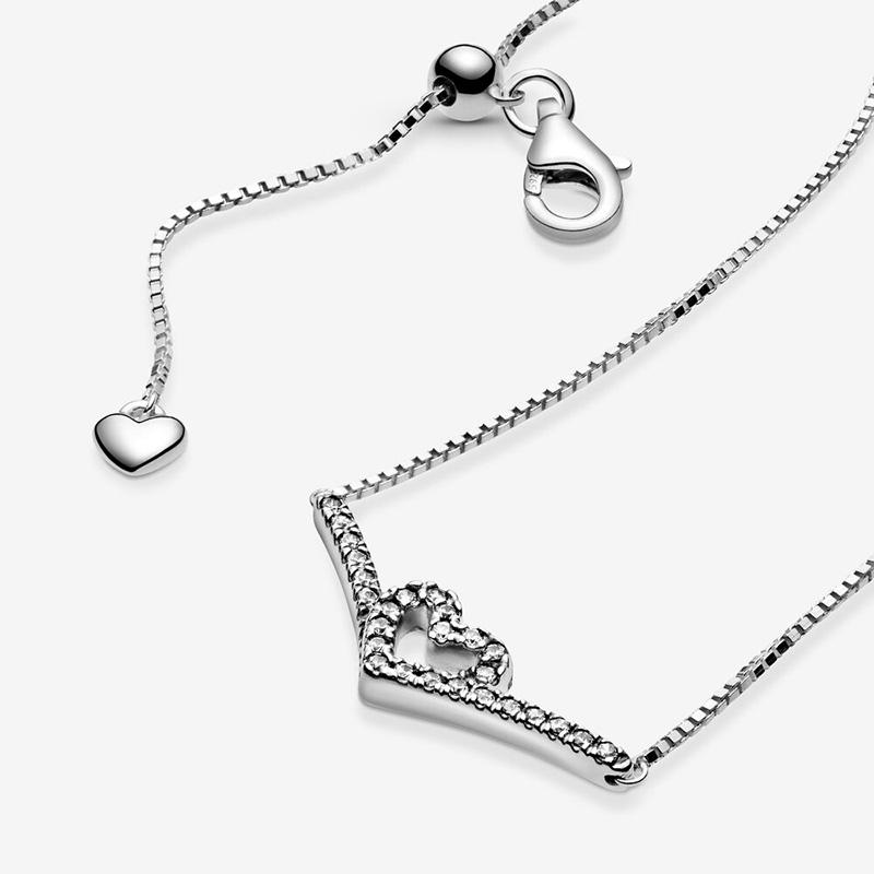 100 copper new Pink Swirl Wishbone Heart Collier Necklaces Ideal For Women Brand Authentic Band Necklaces Jewellery Gift