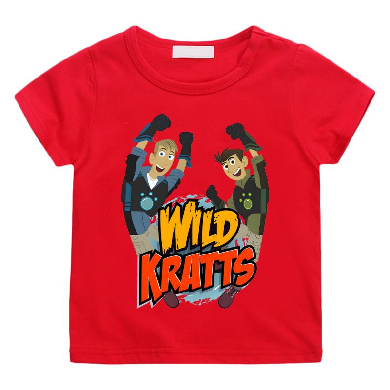 Wild Kratts Cartoon T-Shirt Anime-Druck Neues Baumwoll-T-Shirt Kinder Spaß-Top Abenteuer-Cartoon-Tees Coole Jungen Kurzarm-Kleidung