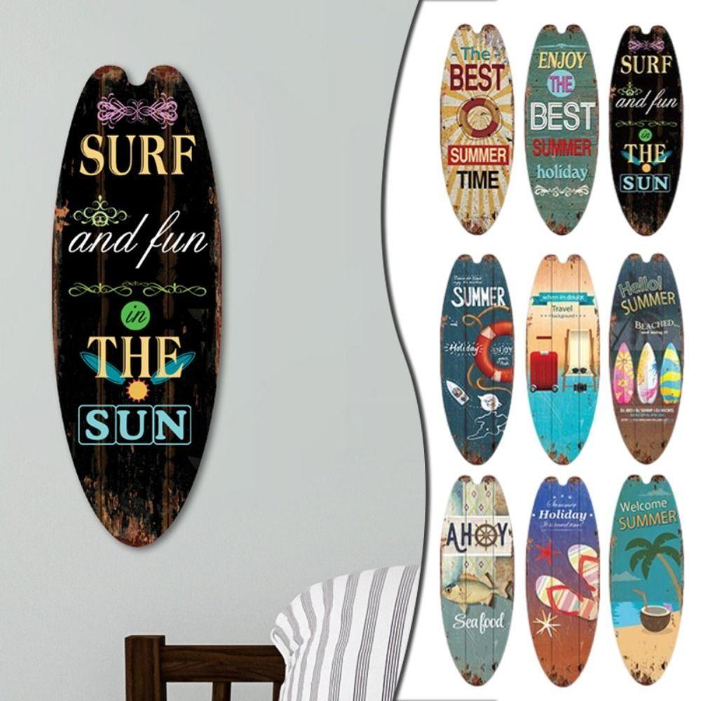 Bright Wooden Surfboard Cool Marine Steering Wall Board Wooden Sign   Wall Ornament