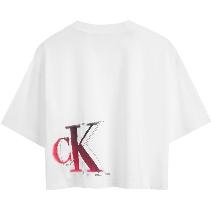 Calvin Klein Casual Minimalist Printed Letter Comfortable Cotton Crew Neck Short Sleeve T-Shirt Women Tops J222179YAF