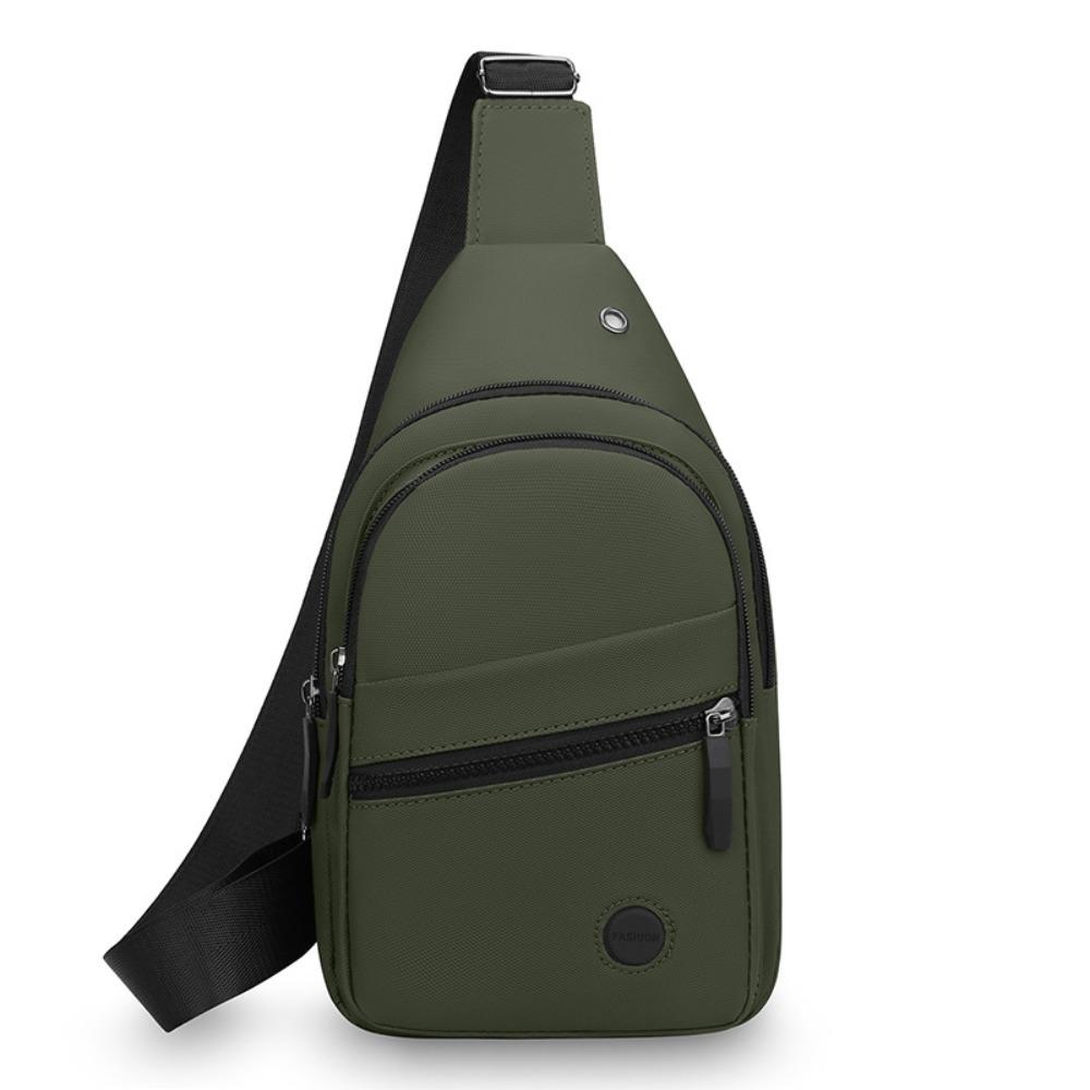Bolso de Pecho Impermeable para Hombre Tela Oxford Multibolsillo Bolso Bandolera Agujero para Auriculares Correa de Hombro Ajustable Riñonera de Pecho