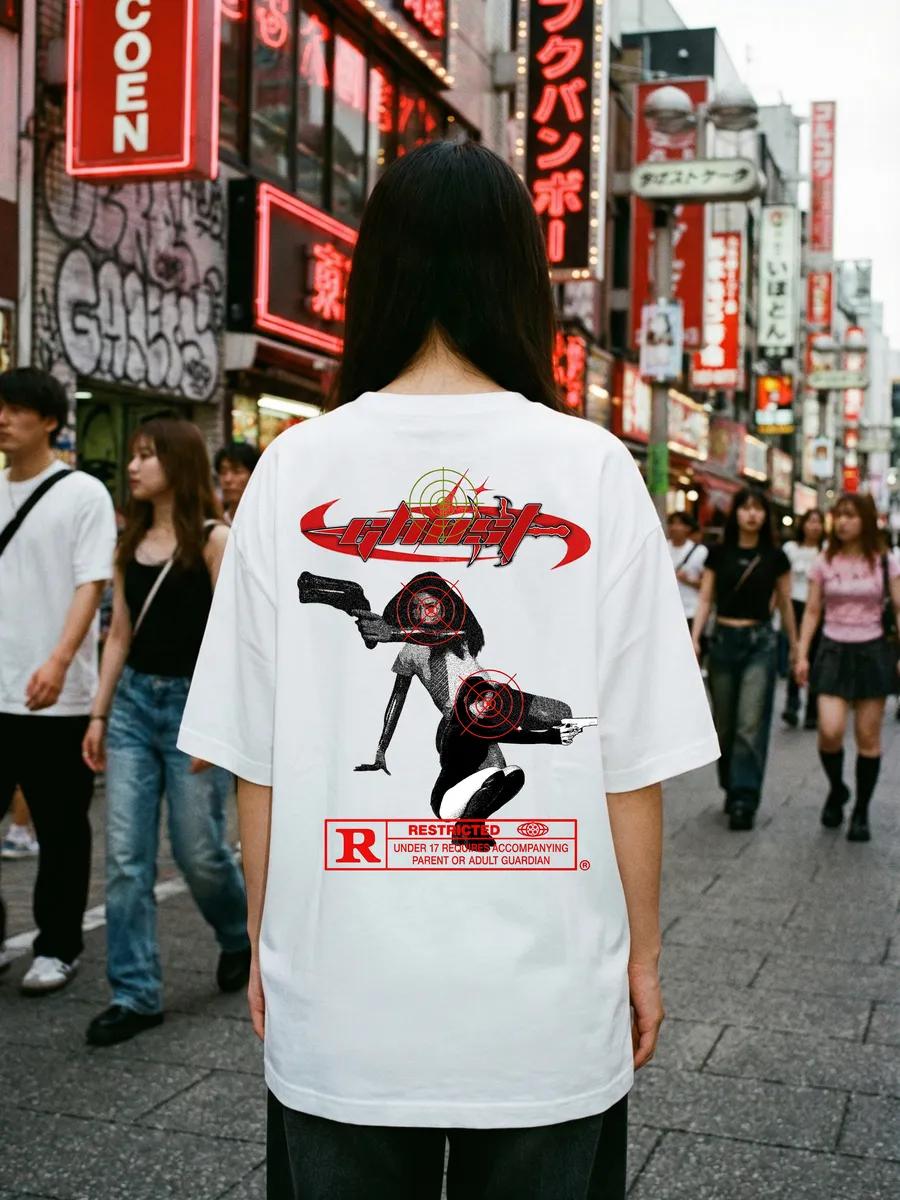 Oversized thick Y2K T-shirt with pinterest print XL