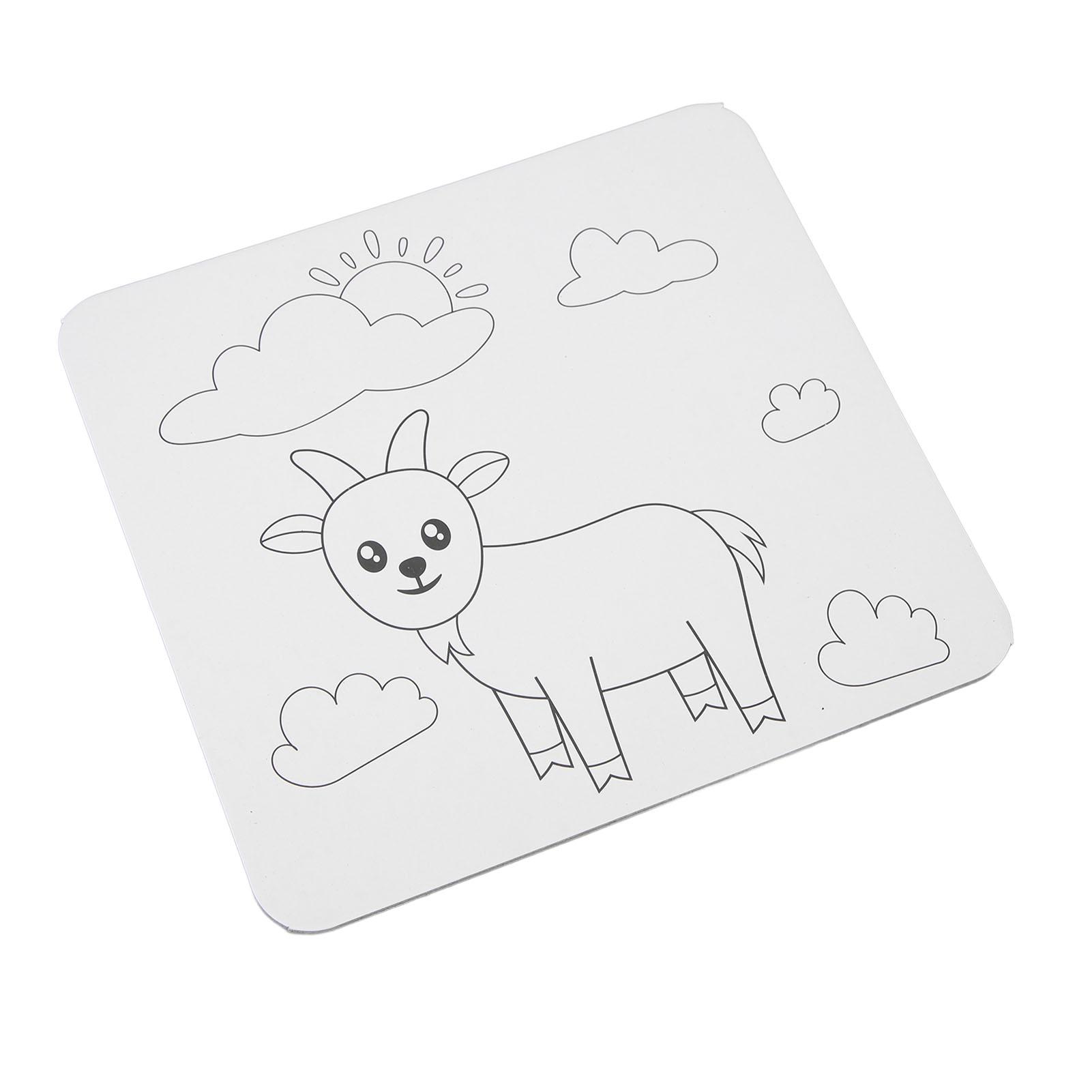 Predkreslené plátno Zvierací obrys Maľovanie Roztomilý kreslený Zapustený držiak Papier Predmaľovaná doska pre deti DIY Doodling Koza white