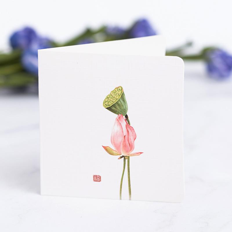 10pcs Chinese Style Flower and Bird Greeting Card Christmas Baking Fresh Flower Shop Birthday Gift Thank You and Wishing Card
